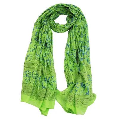 Produktbild von Baumwollstoff - Pareo - Sarong - Indisches Druckmuster 01 - grün-blau