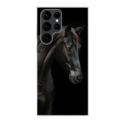 Produktbild von MuchoWow® Handyhülle Schutzhülle Hülle für Samsung Galaxy S22 Ultra Pferd - Tiere - Schwarz - Porträt Silikon Softcase Handy Hülle - Abbildung