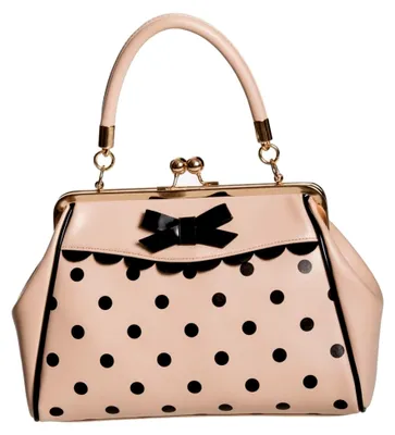 Produktbild von Crazy Little Thing Vintage Bag 50er Jahre Rockabilly Polka Top Henkel Handtasche - Beige