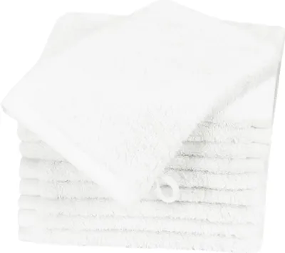 Produktbild von 10er Set Waschhandschuhe, 100% Baumwolle, 17x21 cm, weiß