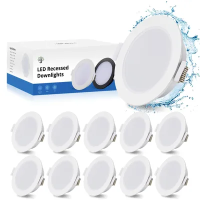Immagine prodotto di Set da 10 faretti da incasso a LED Gr4tec IP65 per bagno, 5 W, 4000 K, 230 V, design piatto, bianco