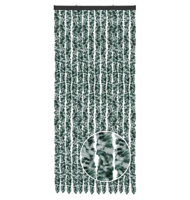 Immagine prodotto di Tenda in ciniglia per camper 56x185 cm, verde scuro sfumato e bianco, zanzariera in ciniglia, tenda per porta da campeggio, silenziosa, resistente alle intemperie, traspirante
