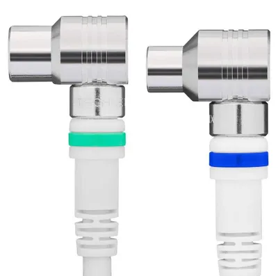 Produktbild von Technetix Tn-Rla 21-10-S Koaxialkabel Stecker - Buchse Haaks 90° 10 M Wit/Zilver