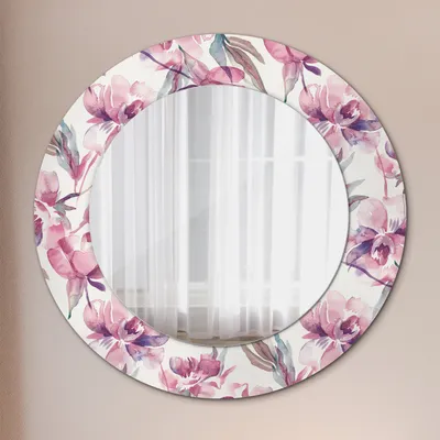 Produktbild von Spiegel - Mirror zum Wandspiegel Schlafzimmer – Schminkspiegel- Pfingstrosen Blumen- Ø50cm