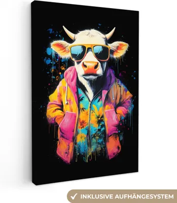 Obrázok produktu pre MuchoWow® - Plátno - Graffiti - Leto - Škótsky horal - Zviera, nástenný obraz, nástenné dekorácie obrazy obývacia izba, 20x30cm