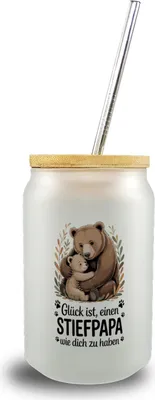 Produktbild von Glück ist einen Stiefpapa wie dich zu haben Bärenumarmung Trinkglas mit