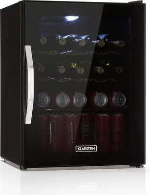 Produktbild von Klarstein Mini Kühlschrank mit Glastür, Mini-Kühlschrank für Zimmer, Getränkekühlschrank Klein mit Verstellbaren Ablagen, Kleiner Kühlschrank mit Wellenform-Racks, 60 Liter Kühlschrank Leise