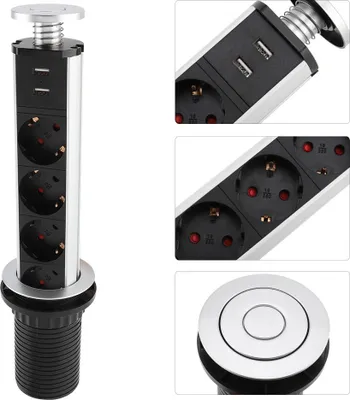 Obrázek produktu pro Elektrická napínací zásuvka Plug Pracovní deska Stůl Home Pull USB Popup Socket