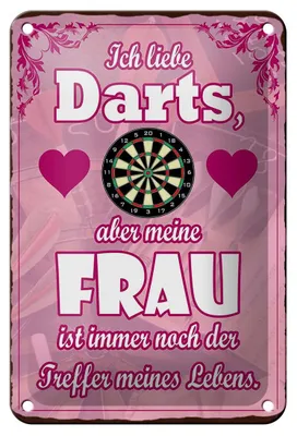 Produktbild von Blechschild Spruch 12x18cm ich liebe Darts aber meine Frau