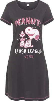 Produktbild von Peanuts Nachthemd dunkelgrau, pink gedruckt Größe 32/34