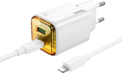 Produktbild von Hoco N52 Weiß USB Ladegerät 20W mit USB-A/USB-C und Kabel