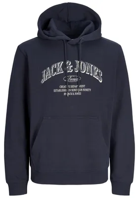 Produktbild von Jack&Jones Übergröße Hoodie navy Logoprint JJEDENVER