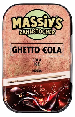 Produktbild von Massiv's Zahnstocher - Zahnstocher mit Geschmack – GHETTO COLA - Cola Flavour – 100 aromatisierte Zahnstocher – frischer Atem – stylische Metalldose – vegan, zuckerfrei