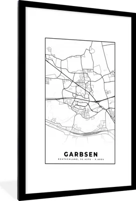 Produktbild von MuchoWow® Gerahmtes Poster Karte - Garbsen - Stadtplan - Karte 60x90 cm - Poster mit Schwarzem Bilderrahmen Wandposter Rahmen Foto Bilder - Dekoration - Wandposter Wohnzimmer - Hochwertig