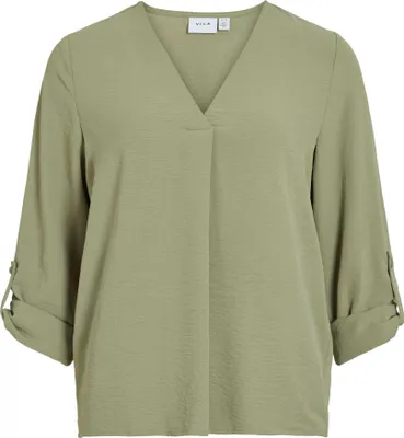 Produktbild von Struktur Design Top mit V-Ausschnitt Crepe Bluse mit 3/4 Arm | 38