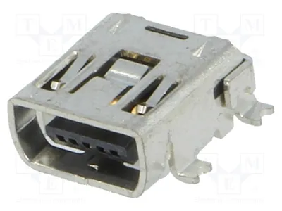 Immagine prodotto di 1 connettore femmina, 5 pin, USB-C mini, orizzontale, modello ESB35101000Z, connettore USB e IEEE1394