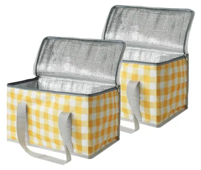 Obrázek produktu pro Izolované chladicí tašky, 2 kusy, objem 14 litrů. Vhodné pro piknik, kempování, pláž, nákupy. Opakovaně použitelné