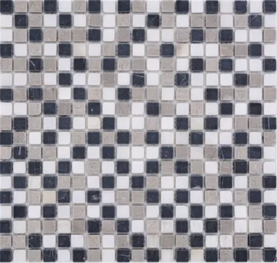 Produktbild von Natursteinmosaik Marmor beige grau schwarz matt Wand Boden Küche Bad Dusche MOS38-15-1125_f
