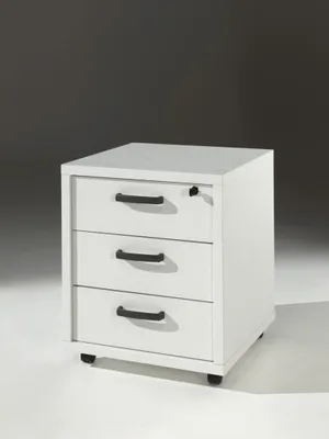 Image de Commode de bureau à 3 tiroirs, blanc mat | Collection SOON | Meublorama