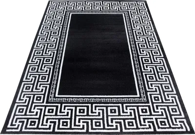 Produktbild von Ayyildiz | Moderner Teppich - Wellen Linien Design - Wohnzimmer Kurzflor - schwarz - 140 x 200 cm