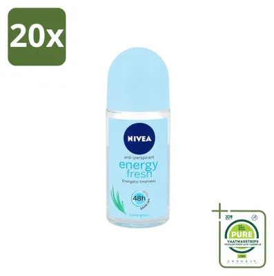 Productafbeelding van 20 x NIVEA Energy Fresh Deodorant Roller voor dames - 50 ml - Grote verpakking - 20 stuks