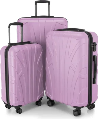 Image de Suitline - Set de 3 valises à roulettes valise rigide 4 roulettes trolley bagage à main et bagage à main valise extensible Travel Luggage Set de bagages Hardcase ABS, TSA,Lilas