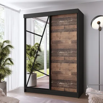 Produktbild von KIER FURNITURE  Schrank mit Spiegel - Kleiderschrank mit Schiebetüren, 167x205x59 cm