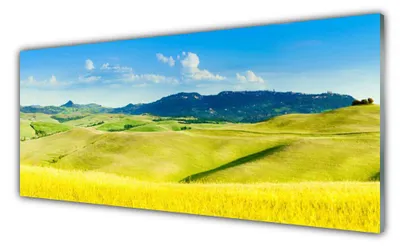 Produktbild von Acrylglasbilder 125x50 Wandbild Druck Äcker Gebirge Landschaft