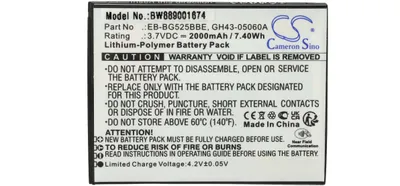 Produktbild von vhbw Akku kompatibel mit Samsung SM-G525F, SM-G525N, SM-G525F/DS Handy Smartphone Telefon (2000 mAh, 3,7 V, Li-Polymer)