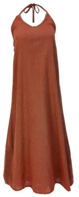 Produktbild von Natürliches Boho Sommerkleid, Alternatives Neckholder Baumwollkleid - Rostrot, Damen, Baumwolle, Größe: M/L