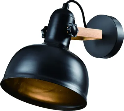 Zdjęcie produktu dla Kinkiet RENO czarny-jasne drewno 1xE27x40W metal wym:23x29x18cm IP20 Candellux