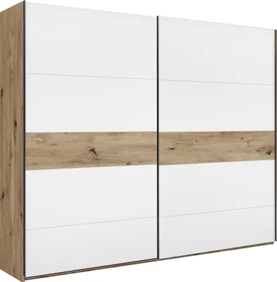 Produktbild von Schwebetürenschrank JULIA 3 2-türig Artisan Eiche Nachbildung Weiß mit Inneneinteilung