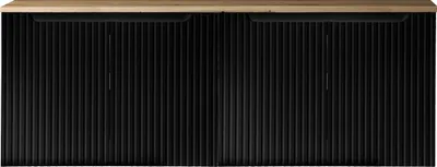 Produktbild von Doppelwaschtisch-Unterschrank 160cm, in schwarz mit Eiche, NEWPORT-56-BLACK
