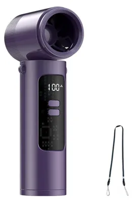 Produktbild von Zimilo Tragbarer Nackenventilator mit 20.000 U/min, 100 Windstufen, USB C Akku Lüfter, Digitalanzeige, 90° verstellbar, Für Hals, Hand und Tisch, Lila