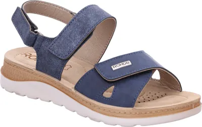 Produktbild von Rohde Damen Sandale gepolsterte Lederdecksohle Klettverschluss Baviera 1307, Größe:39 EU, Farbe:Blau