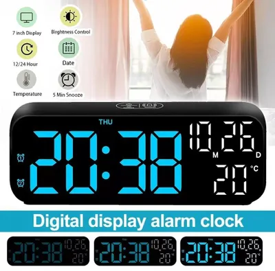 Produktbild von LED Wecker 7" Digital Wecker Datum Temperatur Tischuhr Schlummerfunktion Alarm