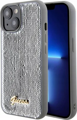 Obrázok produktu pre Guess Sequin Script Metal kryt na iPhone 15 (GUHCP15SPSFDGSS) - strieborný