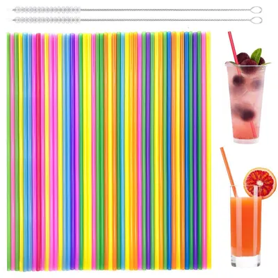 Immagine prodotto di Cannucce riutilizzabili, 50 pezzi, 26 cm, colorate, con spazzolina per la pulizia, ideali per bevande