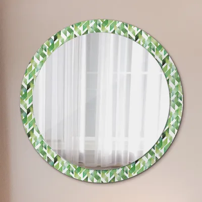 Produktbild von Spiegel - Mirror zum Wandspiegel Schlafzimmer – Schminkspiegel- Fischgrätenmuster- Ø90cm