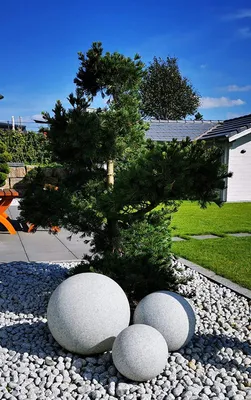 Produktbild von 3er Set 202540G Gartenkugel IP65 Granitstein-Optik Kugelleuchte *Nature* mit 20/25/40cm Durchmesser inkl. ca. 5 Meter IP44 Zuleitungskabel & E27 Fassung