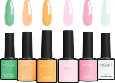 Produktbild von Moods Gellac 6-teiliges Nagellack Set – 8ML – Gel-Nagellack – Gel-Nagellack – UV-LED-Gel-Nagel – Maniküre-Set – Semi-permanenter Gellack (Summer in Hawaii)