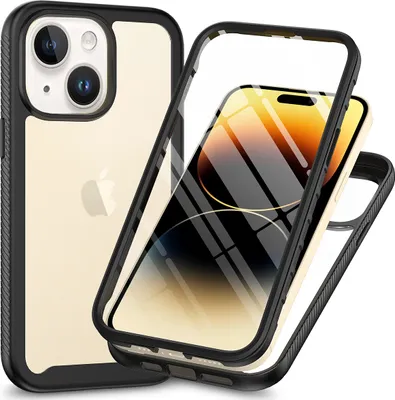 Image de Etui pour iPhone 15 Plus bumper avec protecteur d'écran intégré Etui de protection 360° pour le corps entier noir