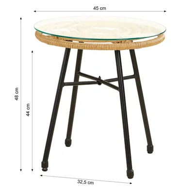 Image de Salon de jardin Ensemble table et 2 fauteuils de jardin rotin naturelle Meubles de détente extérieur Mobilier de jardin