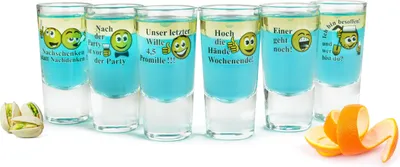 Produktbild von 6 Schnapsgläser Tequilagläser mit Sprüchen Gläser Schnaps Shots Stamper Wodkagläser