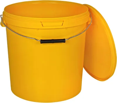 Image de BenBow Seau avec couvercle et poignée en métal 30L Quantité : 1 pc, jaune BSR, étanche à l'air, convient pour aliments, BRC, anti-fuite