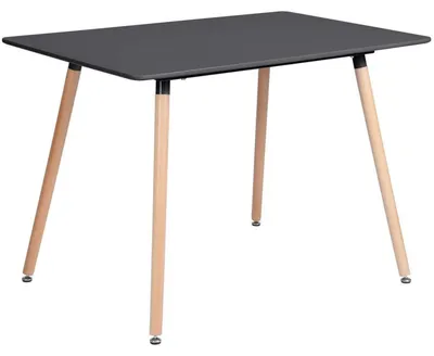 Image de Table rectangulaire pour salle à manger, cuisine ou salon, dimensions 110x70 cm, en MDF, de couleur noire, design scandinave