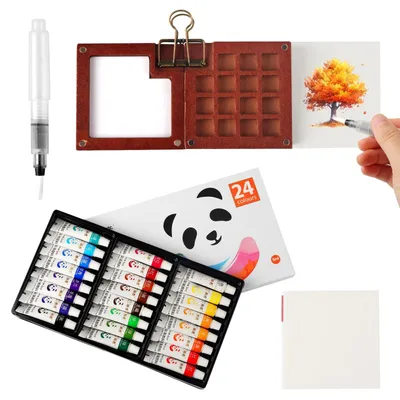 Imagen del producto de Set de acuarela de viaje con paleta y cuaderno de bocetos