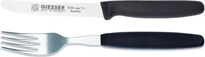 Produktbild von Giesser Messer Besteckset Essgabel + Tomatenmesser 11cm Welle scharf Farbe - schwarz