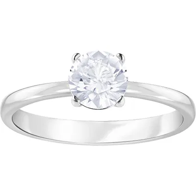 Produktbild von Swarovski 5412078 Ring Attract Round Weiss Silber-Ton Rhodiniert Gr. 60
