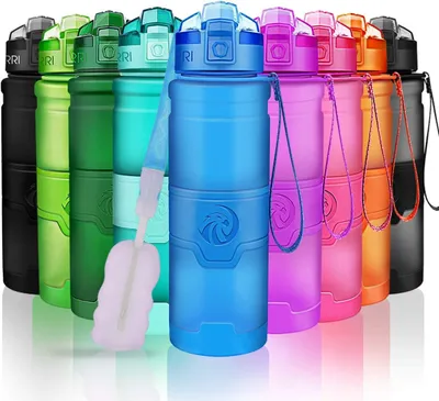 Produktbild von Trinkflasche aus Tritan, 1 Liter – mit Eisfilter und Flaschenbürste